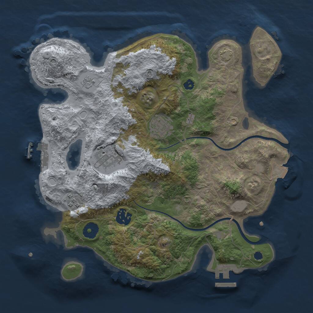 Rust Map: Procedural Map, Size: 3000, Seed: 61000, 9 Monuments