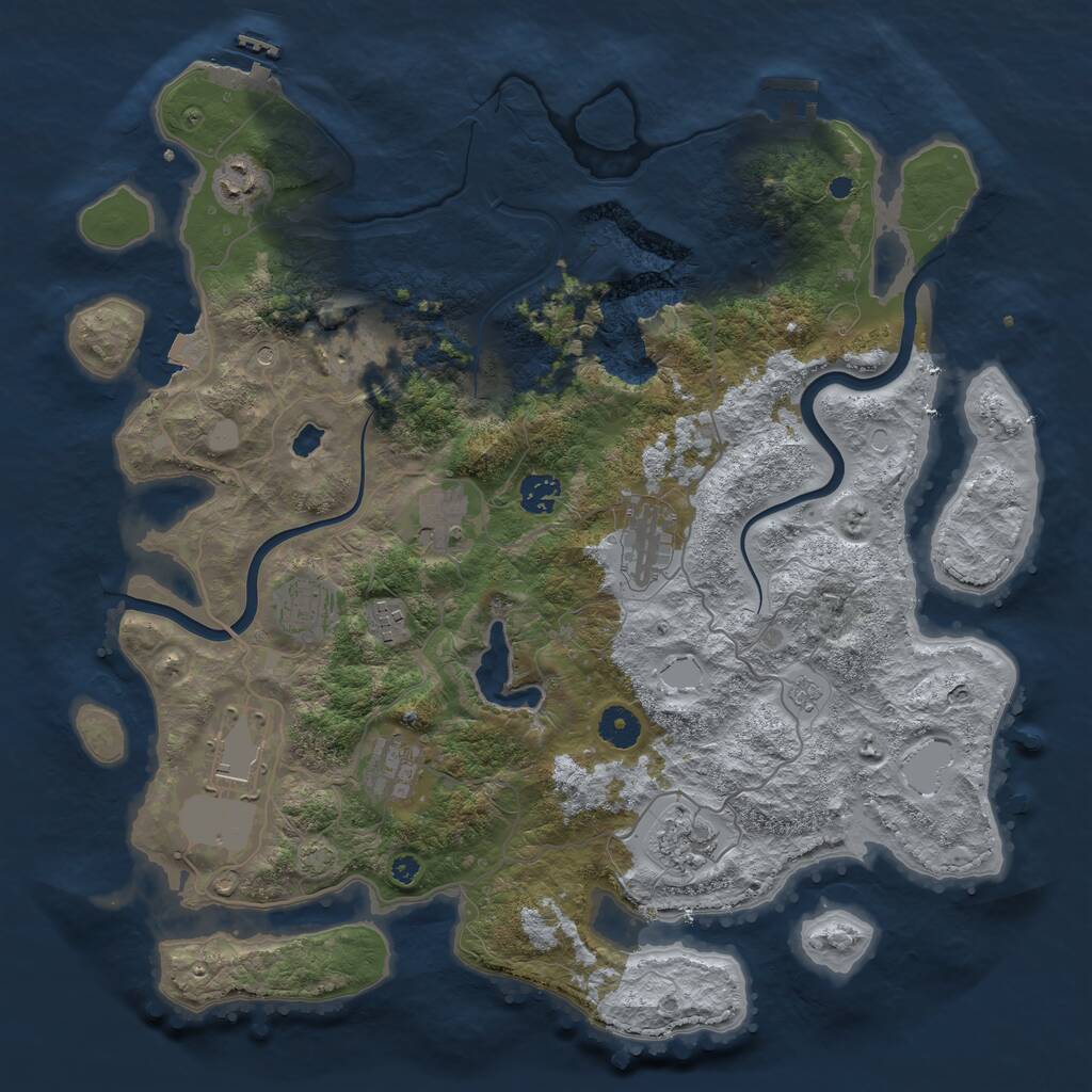 Rust Map: Procedural Map, Size: 4000, Seed: 173854318, 16 Monuments