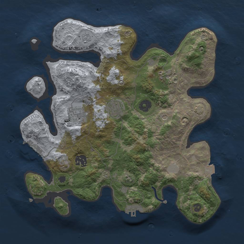 Rust Map: Procedural Map, Size: 3000, Seed: 2080625921, 12 Monuments