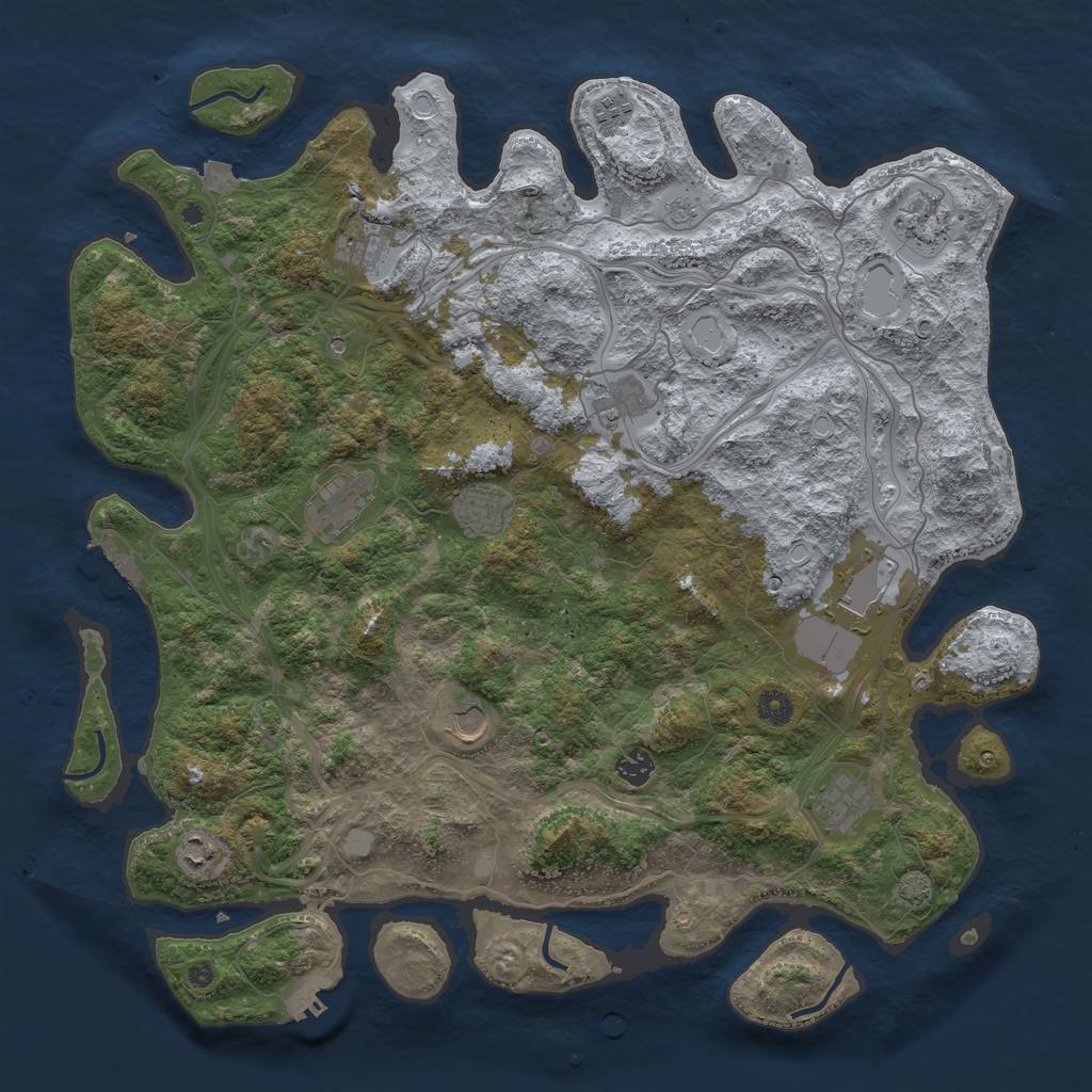 Rust Map: Procedural Map, Size: 4500, Seed: 1810105513, 19 Monuments