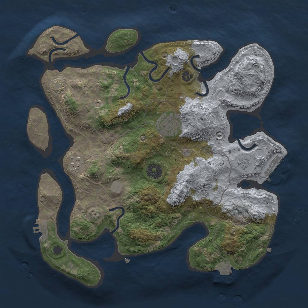 Rust Map: Procedural Map, Size: 3000, Seed: 12262, 10 Monuments