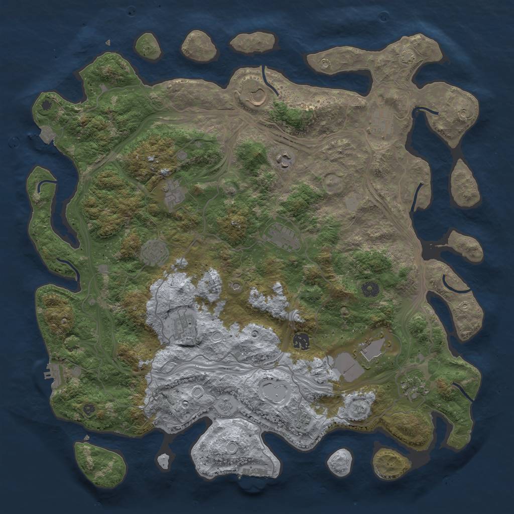 Rust Map: Procedural Map, Size: 4500, Seed: 1793039140, 19 Monuments