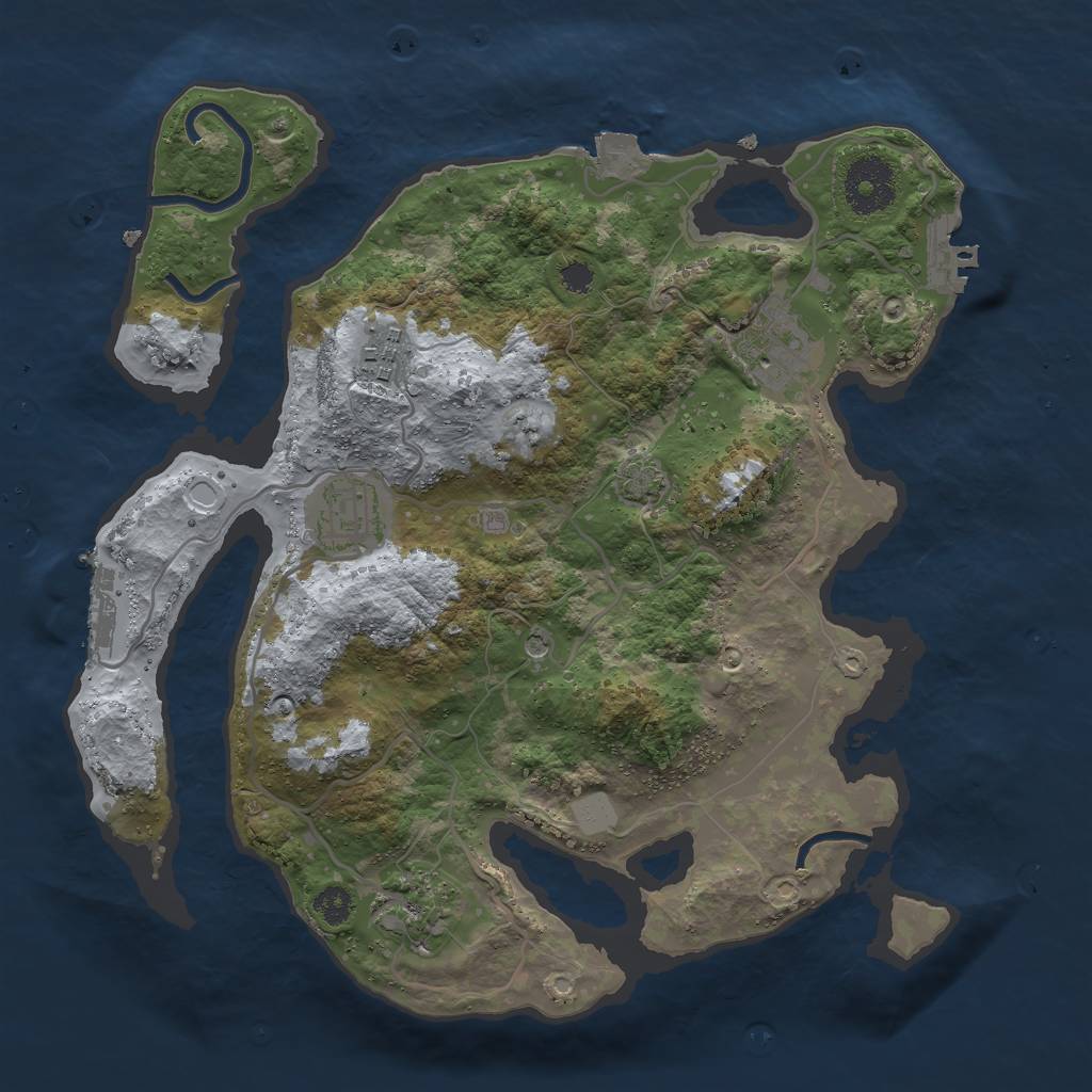 Rust Map: Procedural Map, Size: 3000, Seed: 1565030892, 11 Monuments