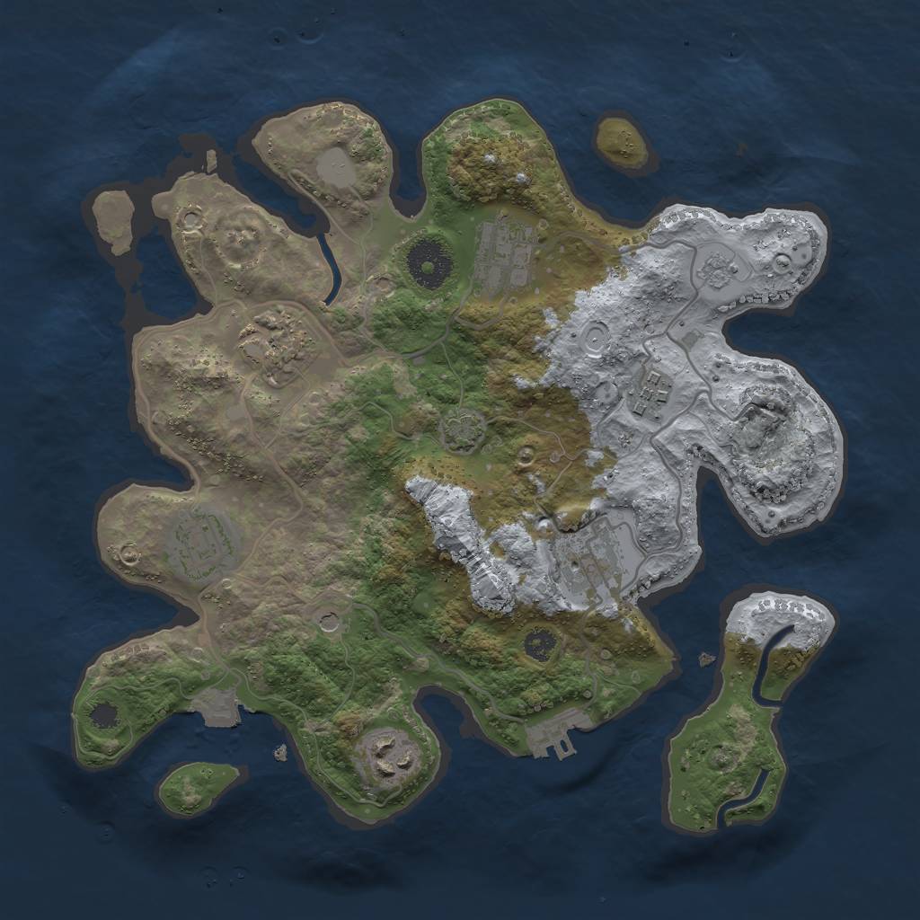 Rust Map: Procedural Map, Size: 3000, Seed: 2026361844, 13 Monuments
