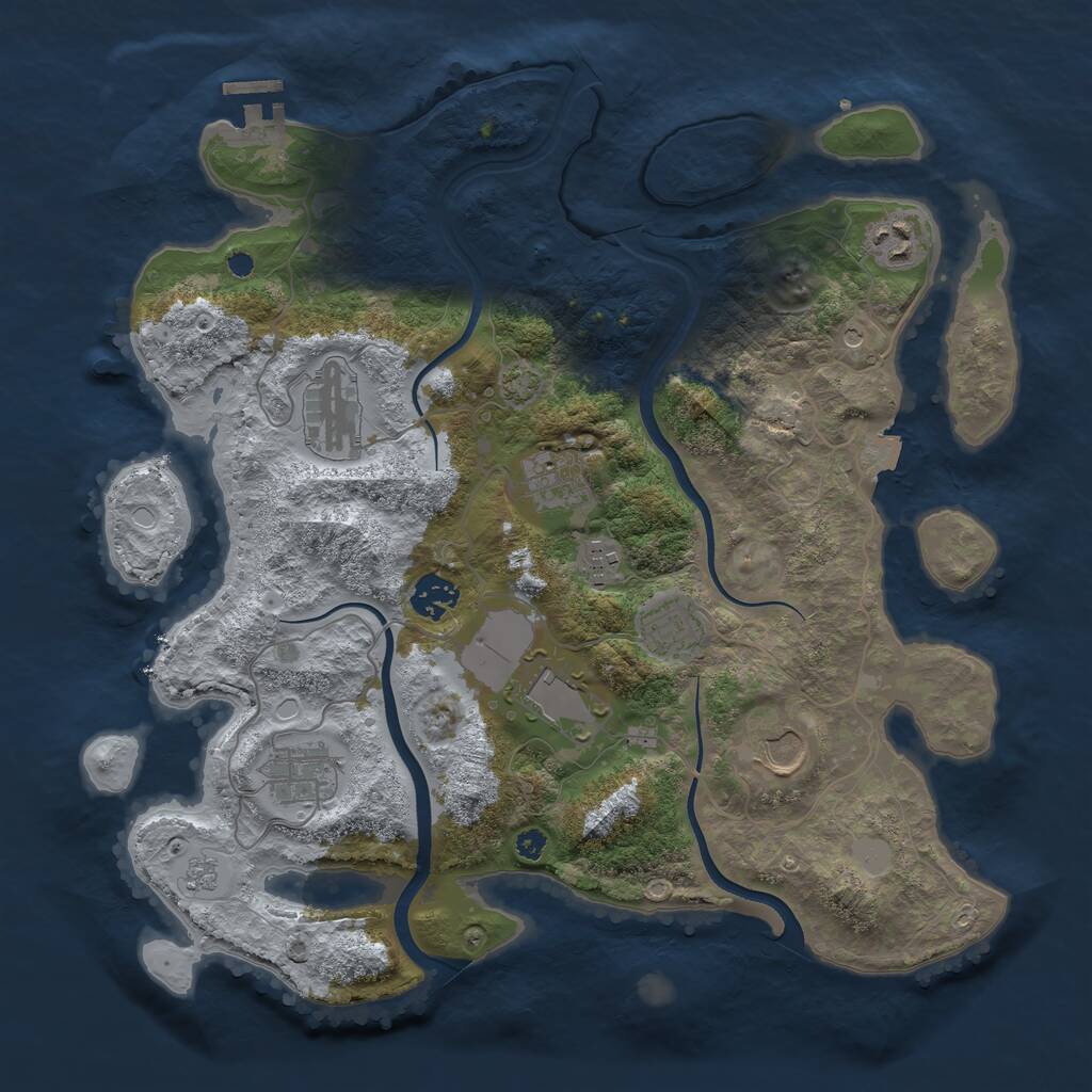Rust Map: Procedural Map, Size: 3650, Seed: 1873610419, 14 Monuments