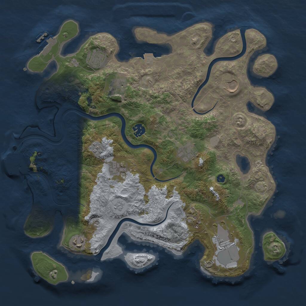 Rust Map: Procedural Map, Size: 3700, Seed: 44849302, 16 Monuments