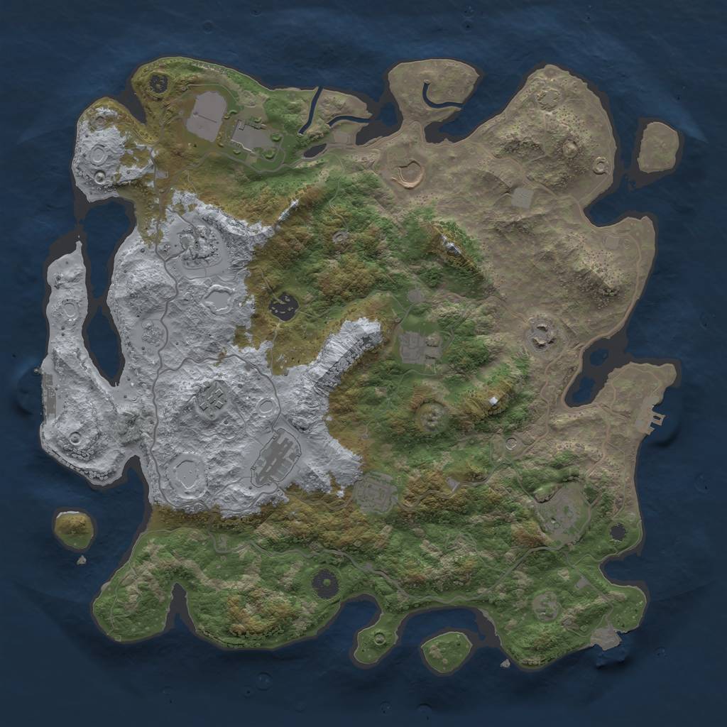 Rust Map: Procedural Map, Size: 4000, Seed: 951989703, 18 Monuments