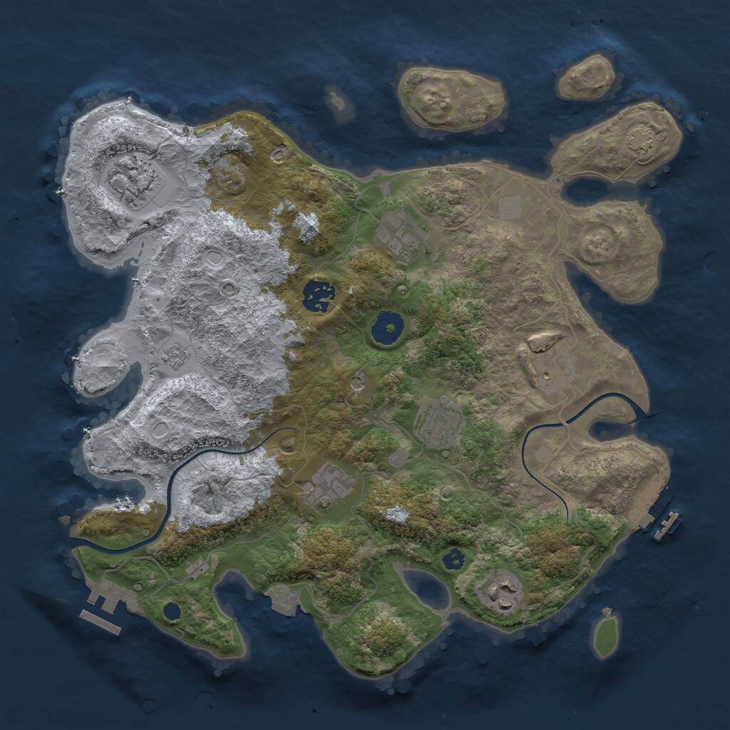 Rust Map: Procedural Map, Size: 3400, Seed: 1551143793, 13 Monuments