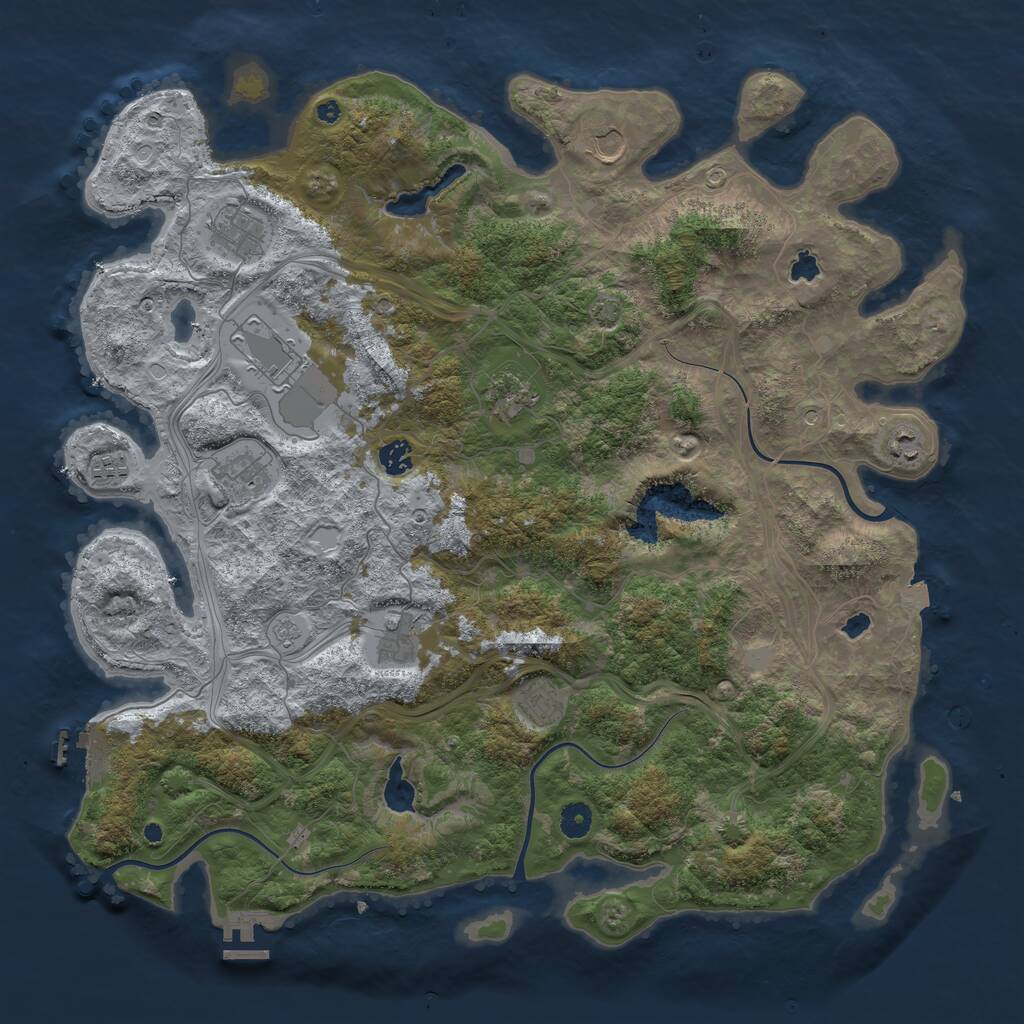 Rust Map: Procedural Map, Size: 4500, Seed: 484938654, 16 Monuments