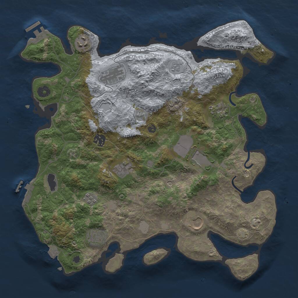 Rust Map: Procedural Map, Size: 3650, Seed: 14346222, 15 Monuments