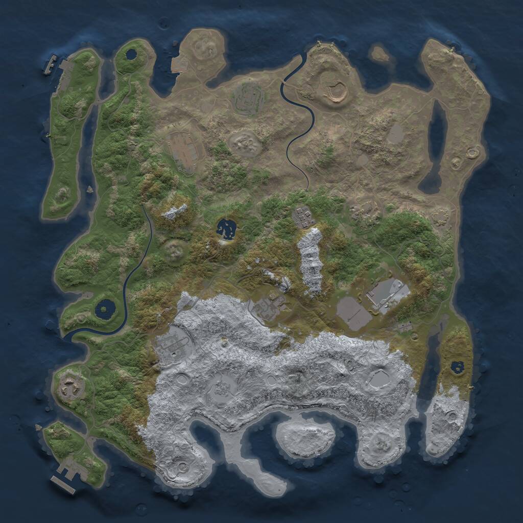Rust Map: Procedural Map, Size: 3900, Seed: 47, 16 Monuments