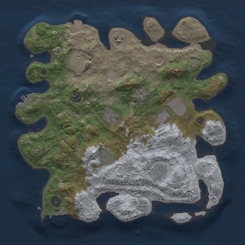 Rust Map: Procedural Map, Size: 3500, Seed: 220379481, 17 Monuments