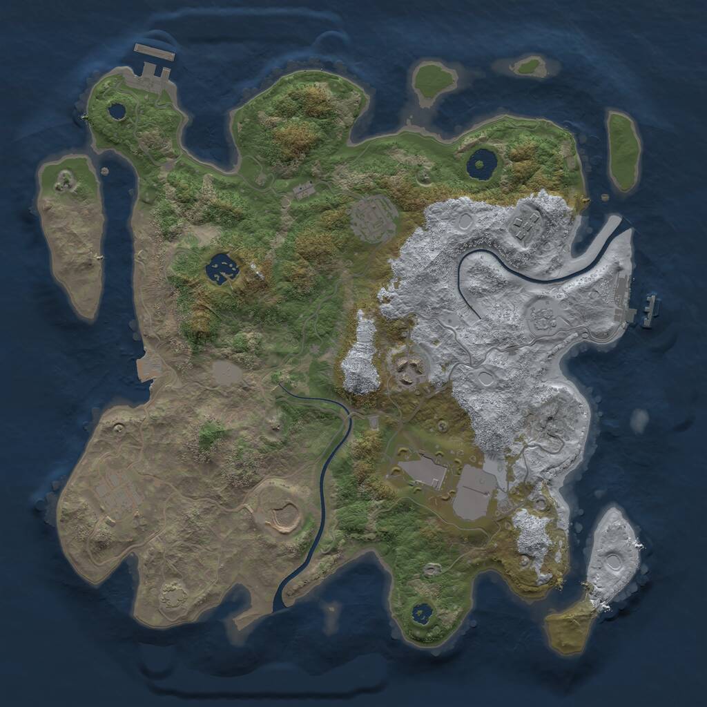 Rust Map: Procedural Map, Size: 3500, Seed: 478747816, 12 Monuments