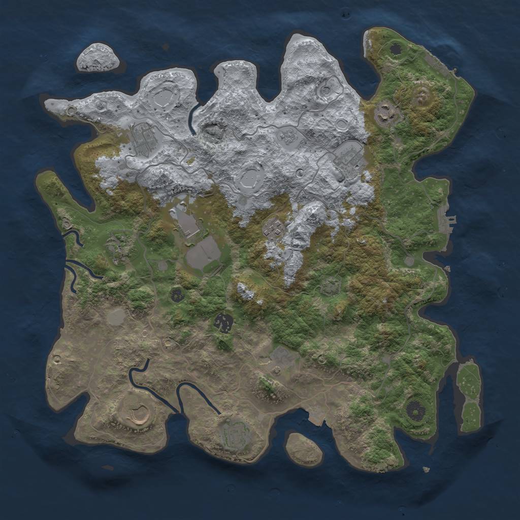 Rust Map: Procedural Map, Size: 4000, Seed: 1833685126, 18 Monuments