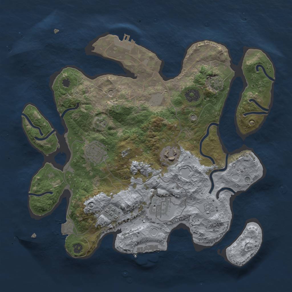 Rust Map: Procedural Map, Size: 3000, Seed: 536272544, 12 Monuments