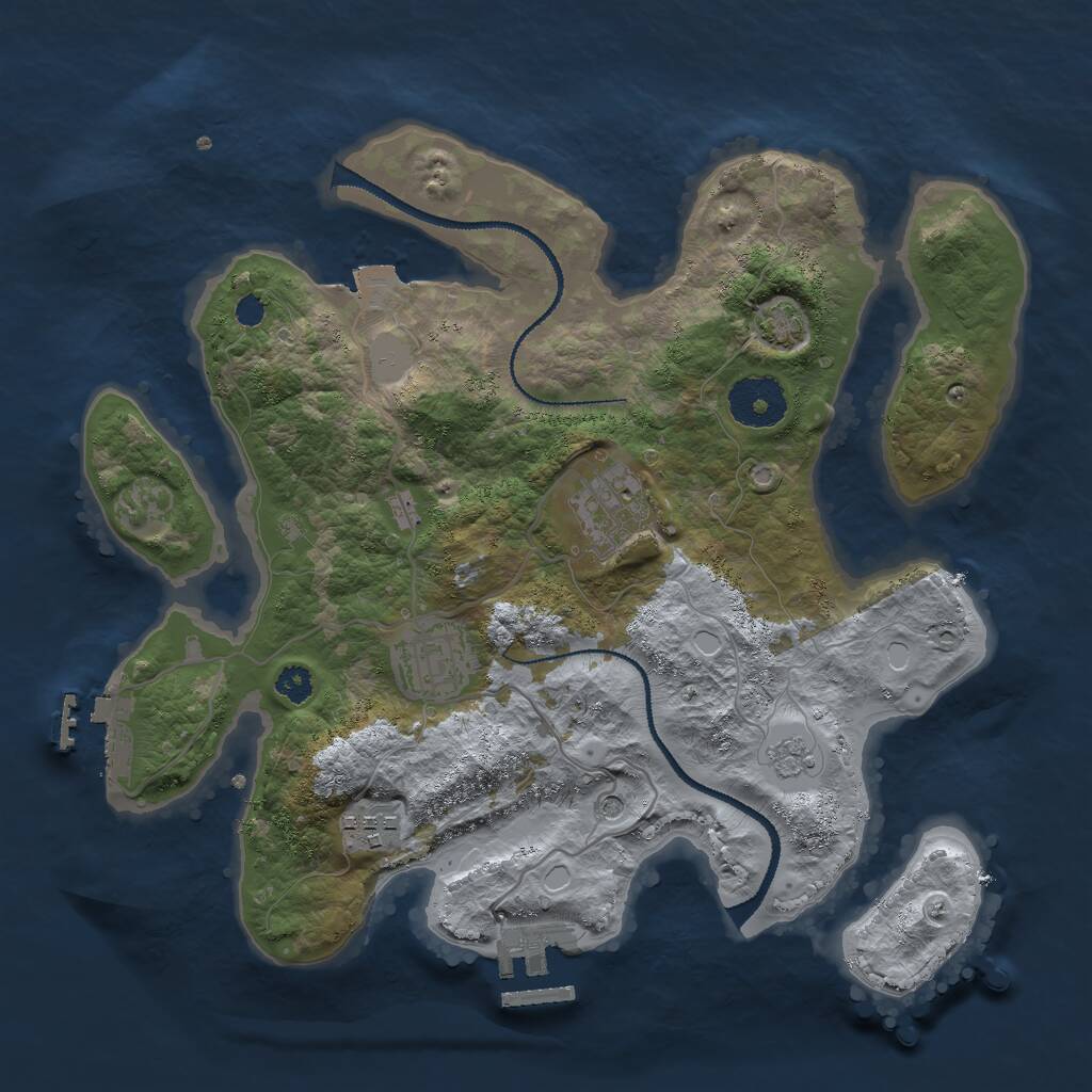 Rust Map: Procedural Map, Size: 3000, Seed: 536272544, 9 Monuments