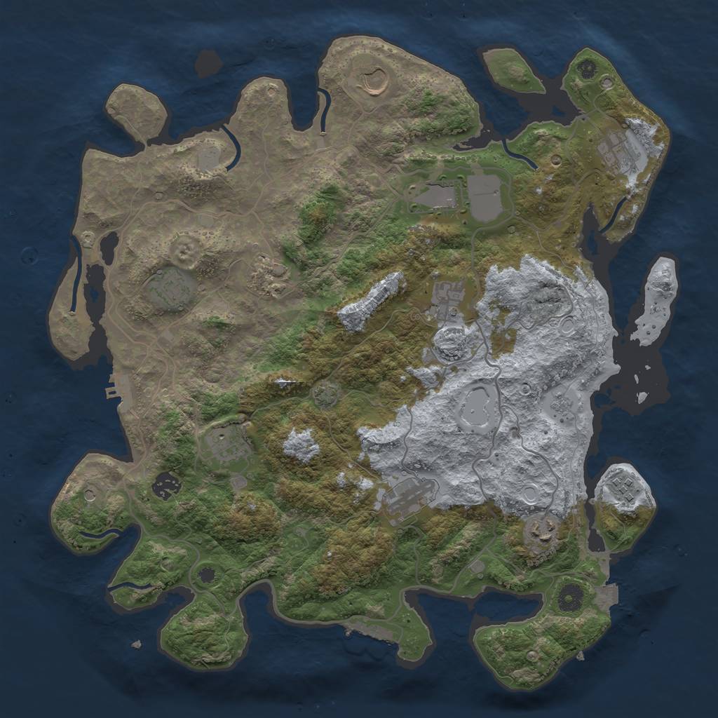 Rust Map: Procedural Map, Size: 4000, Seed: 12595421, 19 Monuments