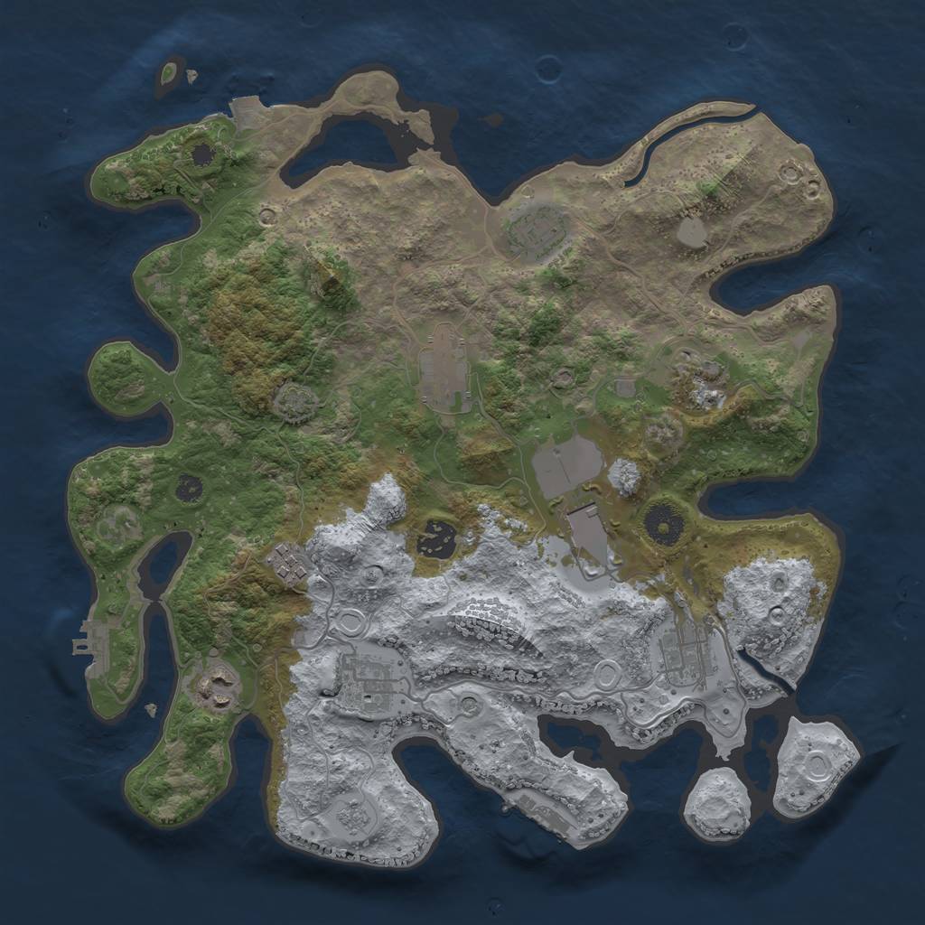 Rust Map: Procedural Map, Size: 3500, Seed: 776588888, 17 Monuments