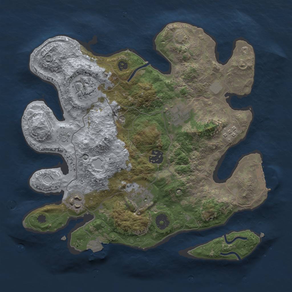 Rust Map: Procedural Map, Size: 3000, Seed: 6417, 13 Monuments