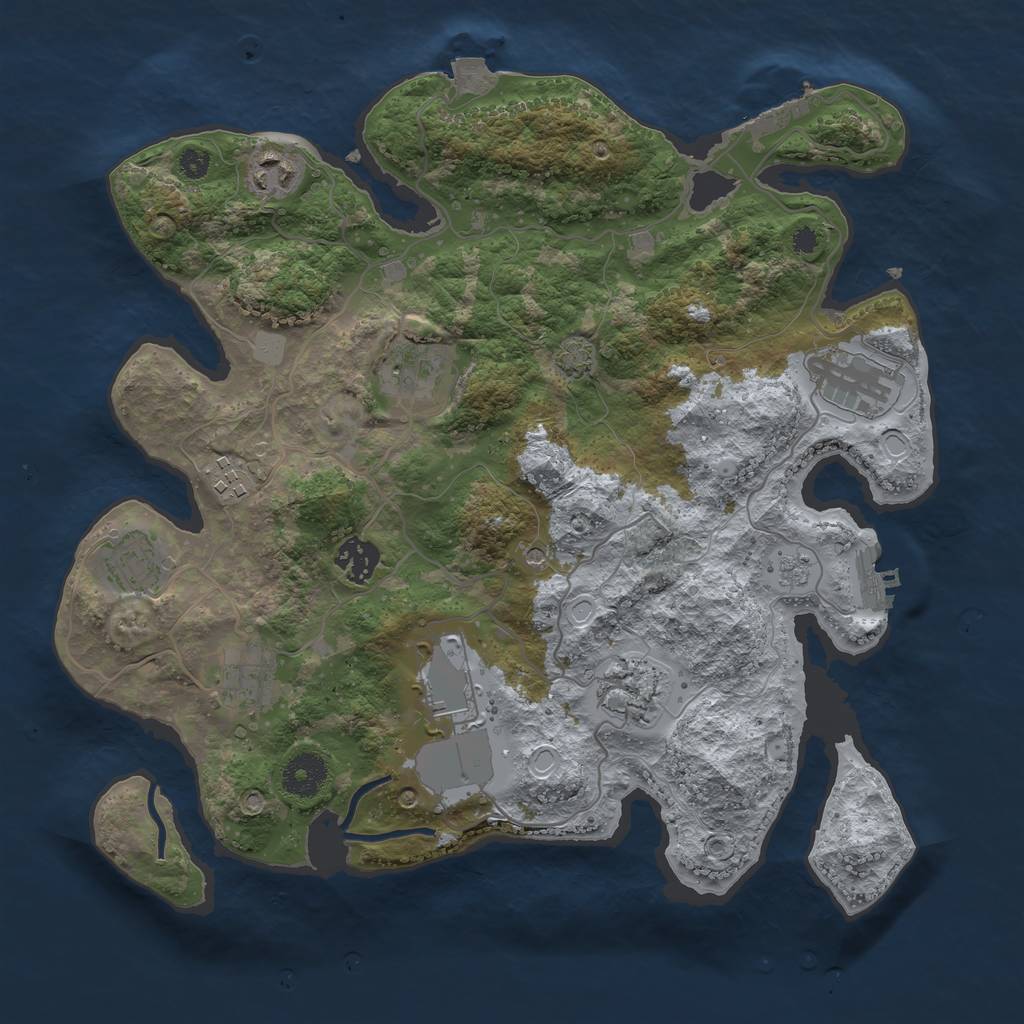 Rust Map: Procedural Map, Size: 3500, Seed: 88625111, 17 Monuments