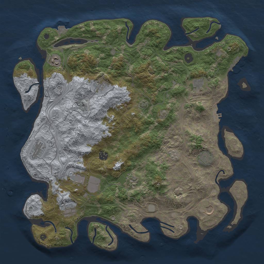 Rust Map: Procedural Map, Size: 4300, Seed: 1847999738, 19 Monuments