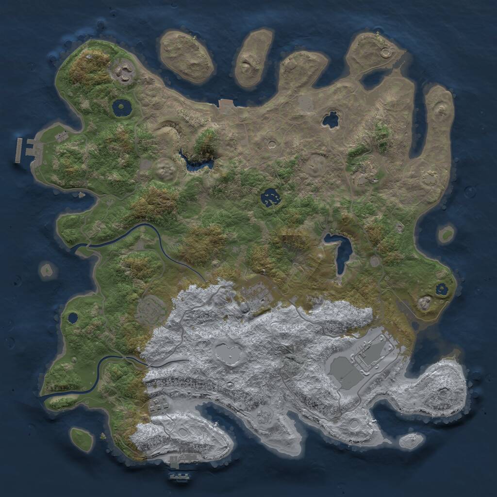 Rust Map: Procedural Map, Size: 4000, Seed: 53697156, 13 Monuments