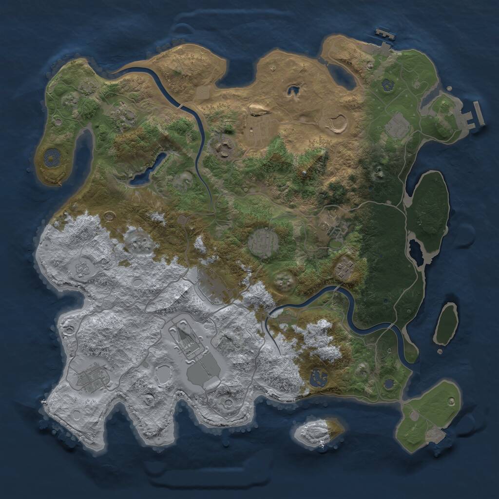 Rust Map: Procedural Map, Size: 4000, Seed: 1030222468, 19 Monuments