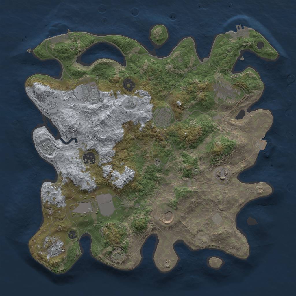 Rust Map: Procedural Map, Size: 3500, Seed: 100546396, 17 Monuments