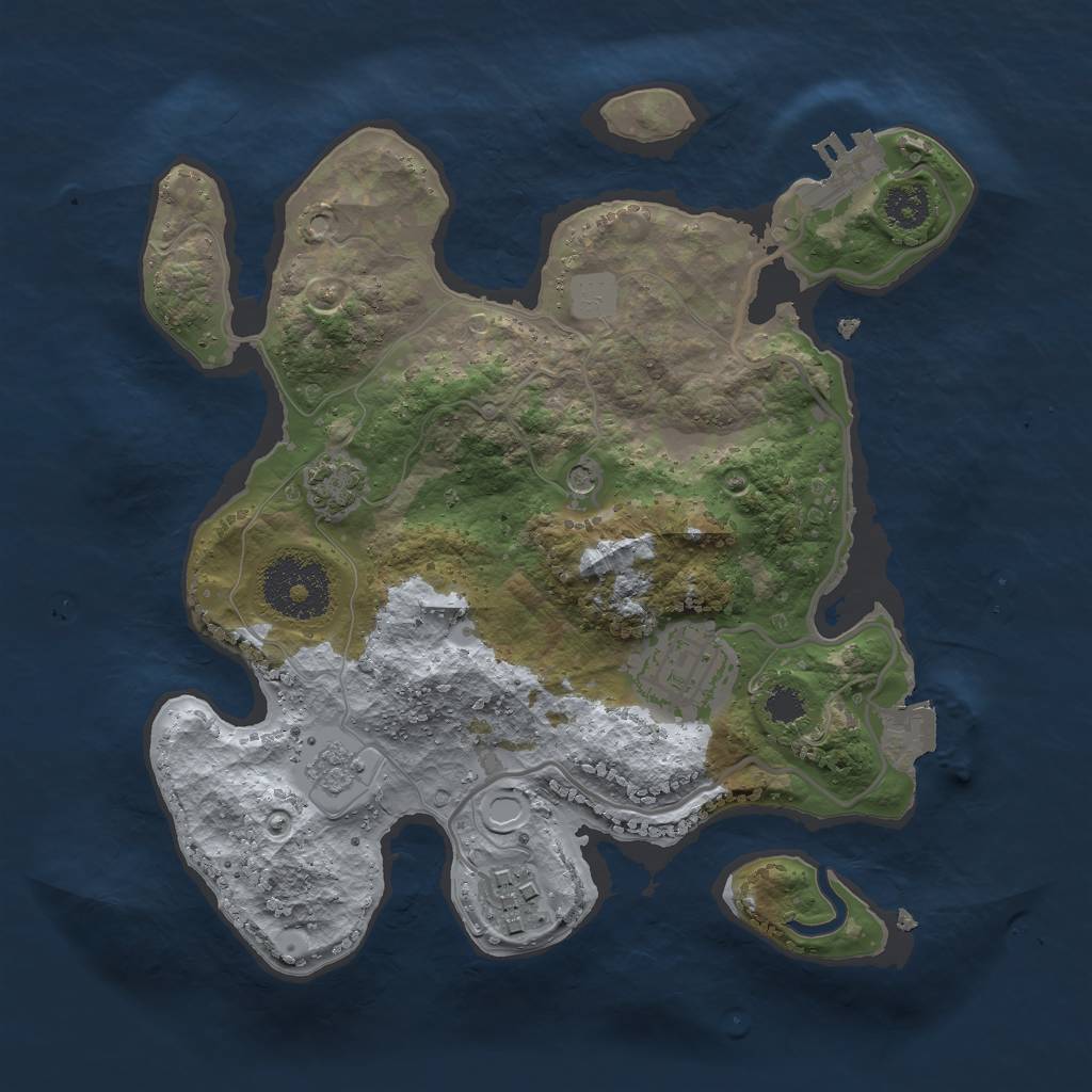 Rust Map: Procedural Map, Size: 2500, Seed: 15642, 9 Monuments