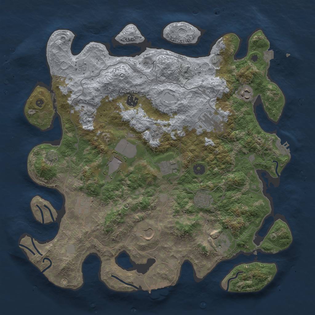 Rust Map: Procedural Map, Size: 4000, Seed: 460553115, 19 Monuments