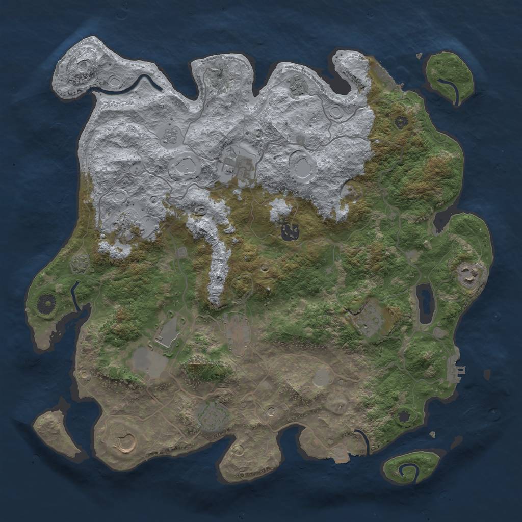 Rust Map: Procedural Map, Size: 4000, Seed: 331988, 18 Monuments