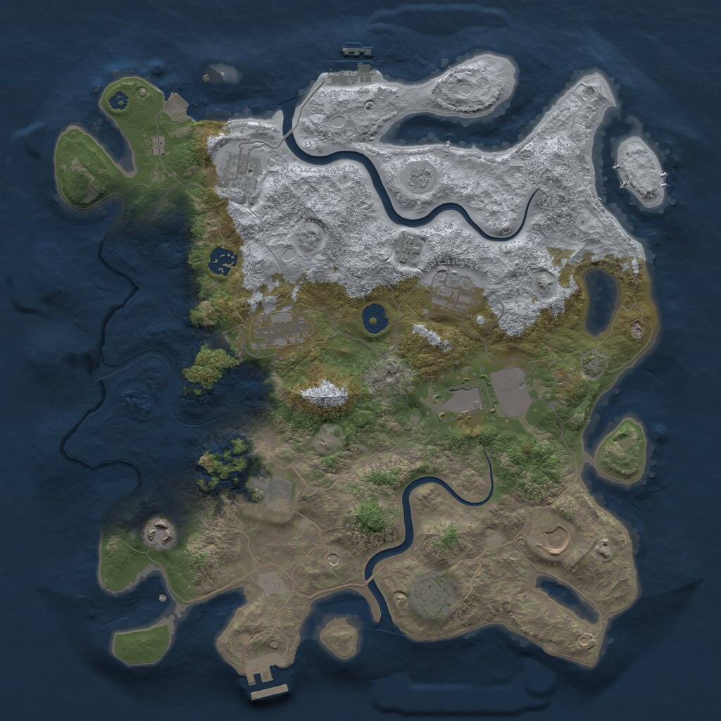 Rust Map: Procedural Map, Size: 3900, Seed: 27633889, 16 Monuments