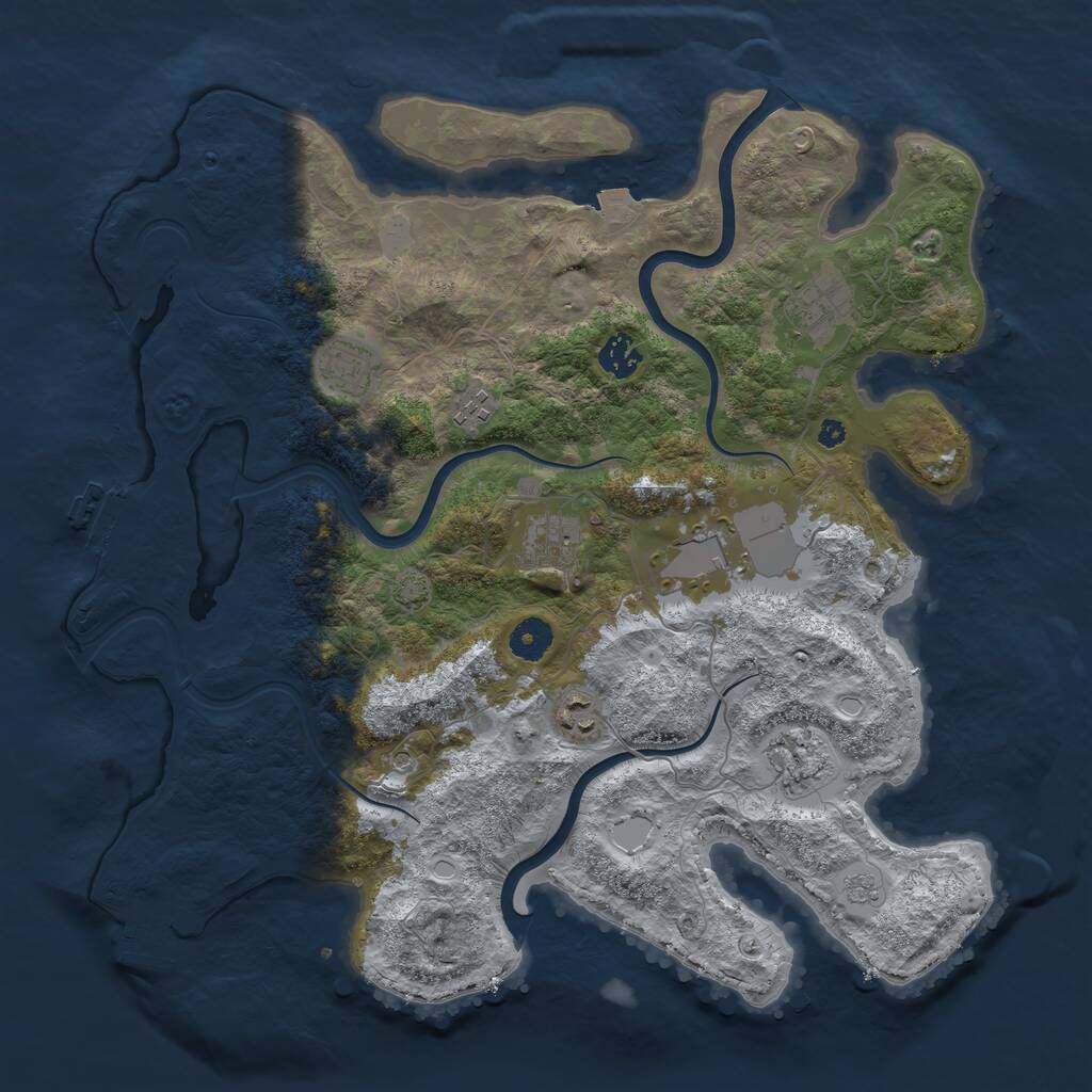 Rust Map: Procedural Map, Size: 3900, Seed: 1256460344, 14 Monuments