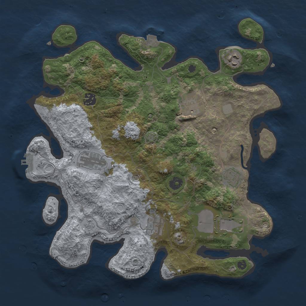 Rust Map: Procedural Map, Size: 3500, Seed: 1789501100, 14 Monuments