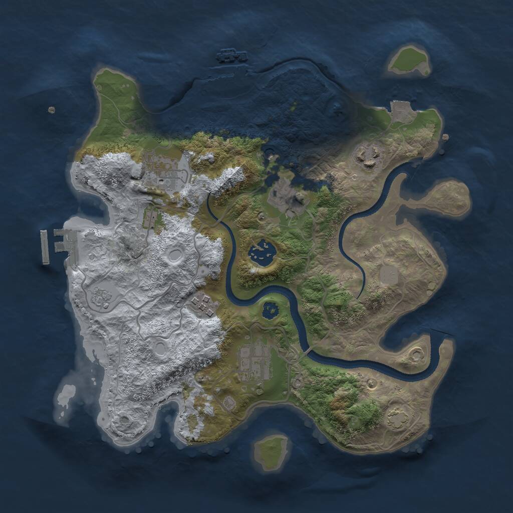 Rust Map: Procedural Map, Size: 3000, Seed: 591961977, 12 Monuments