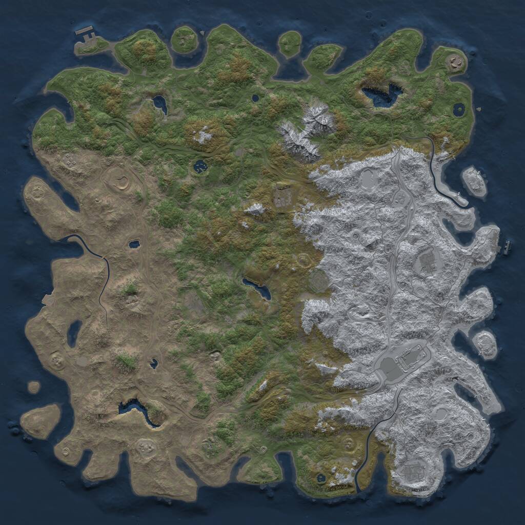 Rust Map: Procedural Map, Size: 6000, Seed: 800445666, 17 Monuments