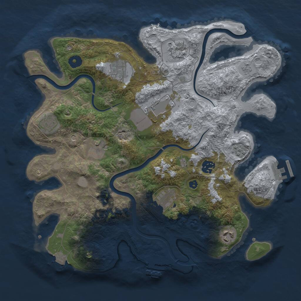 Rust Map: Procedural Map, Size: 3500, Seed: 674883575, 15 Monuments