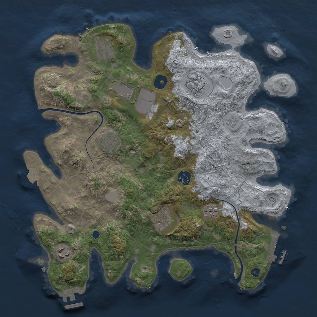 Rust Map: Procedural Map, Size: 3500, Seed: 357965214, 14 Monuments