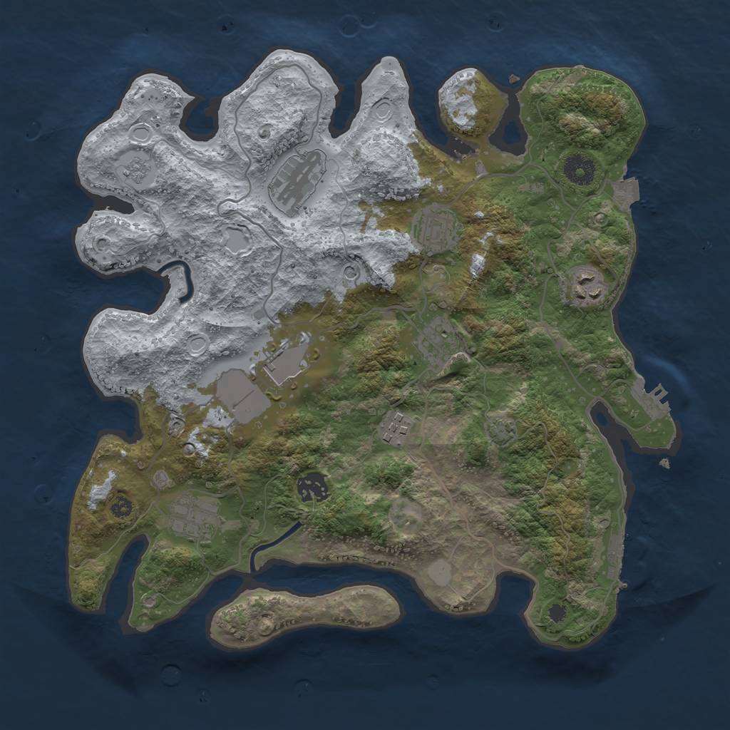 Rust Map: Procedural Map, Size: 3500, Seed: 1120182921, 16 Monuments