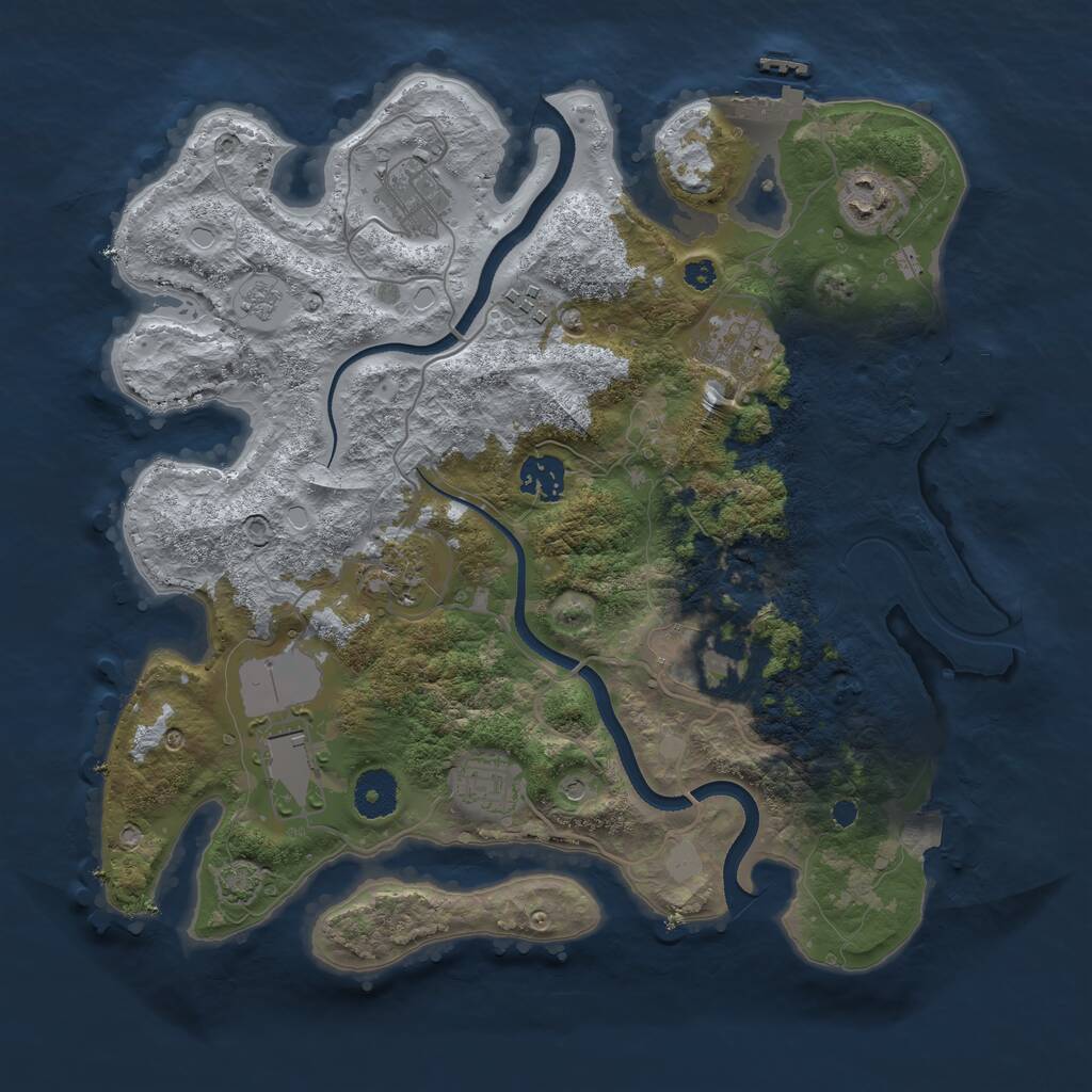 Rust Map: Procedural Map, Size: 3500, Seed: 1120182921, 15 Monuments