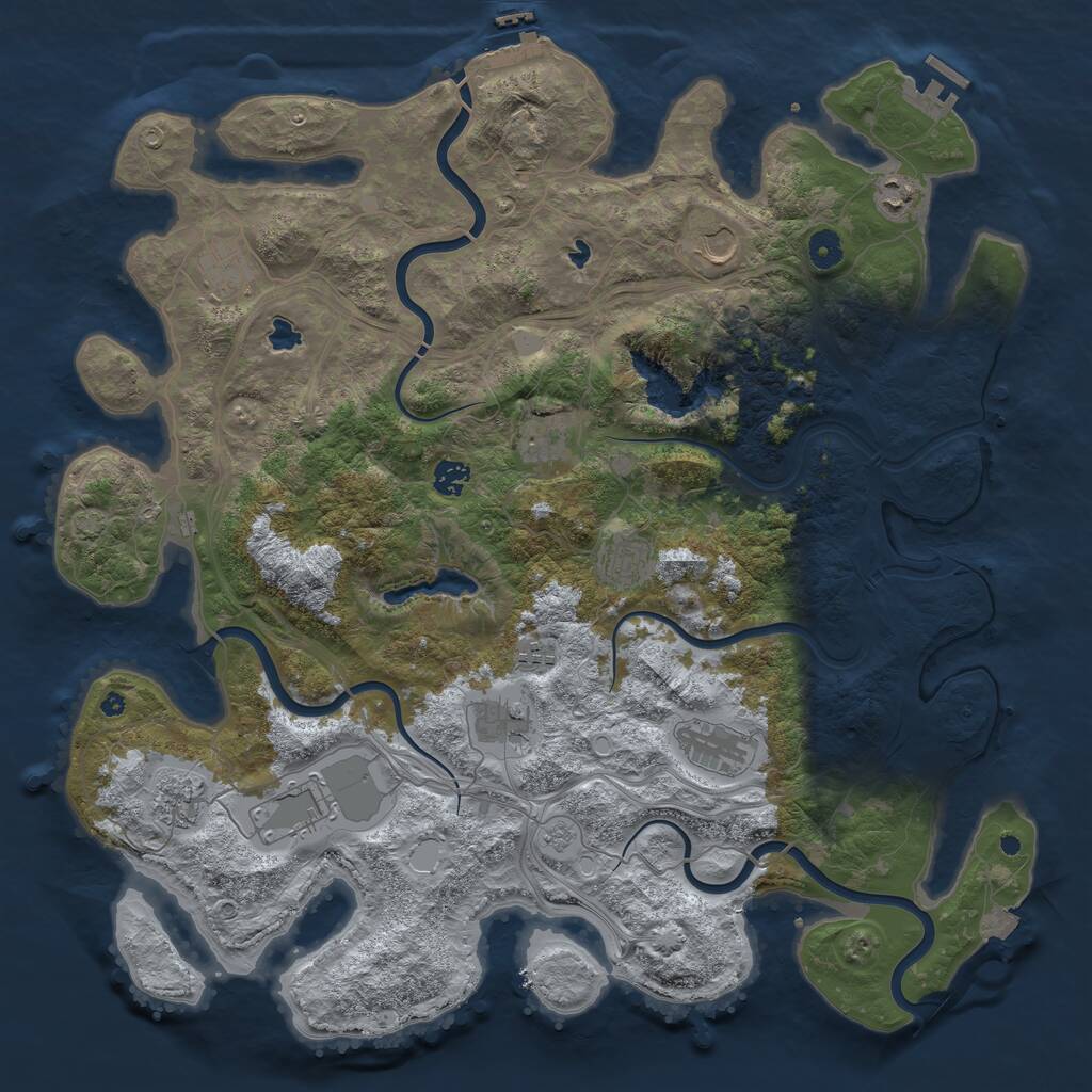 Rust Map: Procedural Map, Size: 4500, Seed: 2145332590, 17 Monuments
