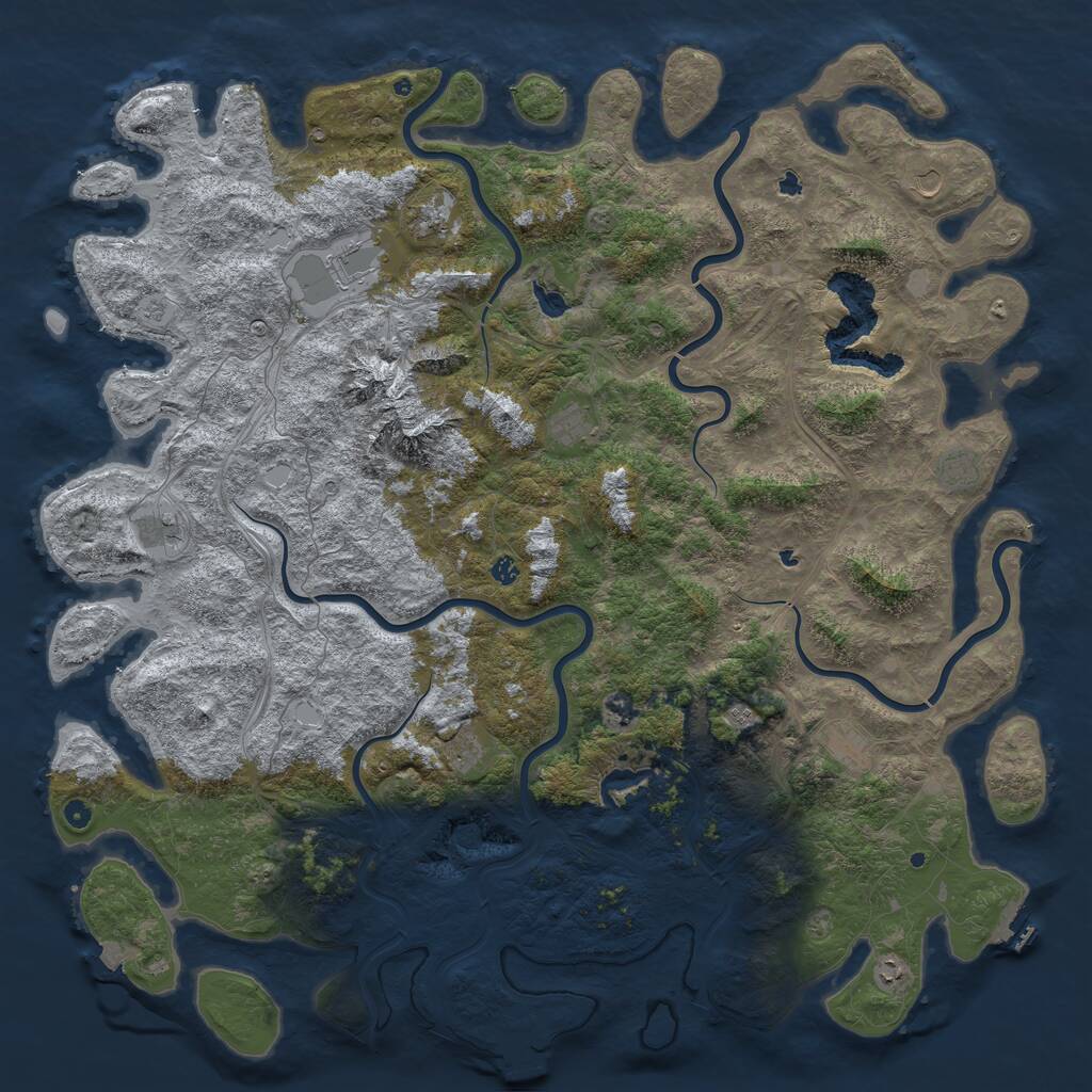 Rust Map: Procedural Map, Size: 6000, Seed: 536368072, 17 Monuments