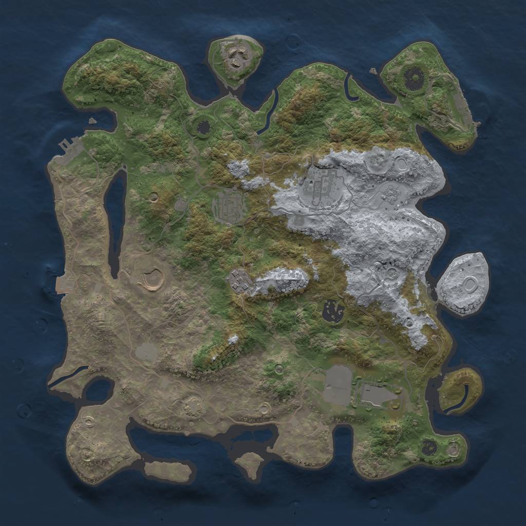 Rust Map: Procedural Map, Size: 3500, Seed: 1016481790, 15 Monuments