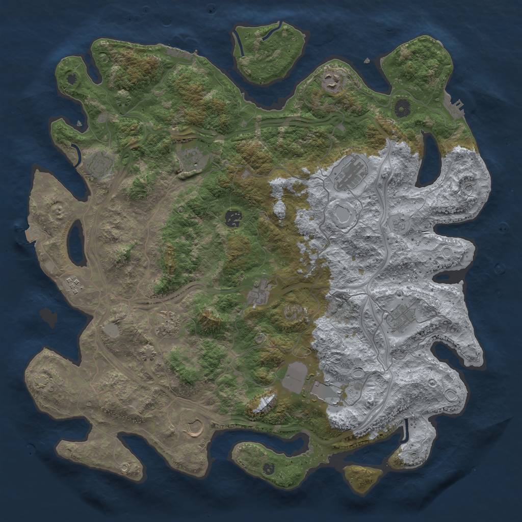 Rust Map: Procedural Map, Size: 4500, Seed: 151744933, 19 Monuments