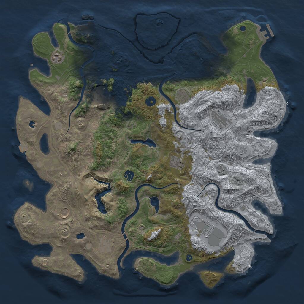 Rust Map: Procedural Map, Size: 4500, Seed: 151744933, 16 Monuments