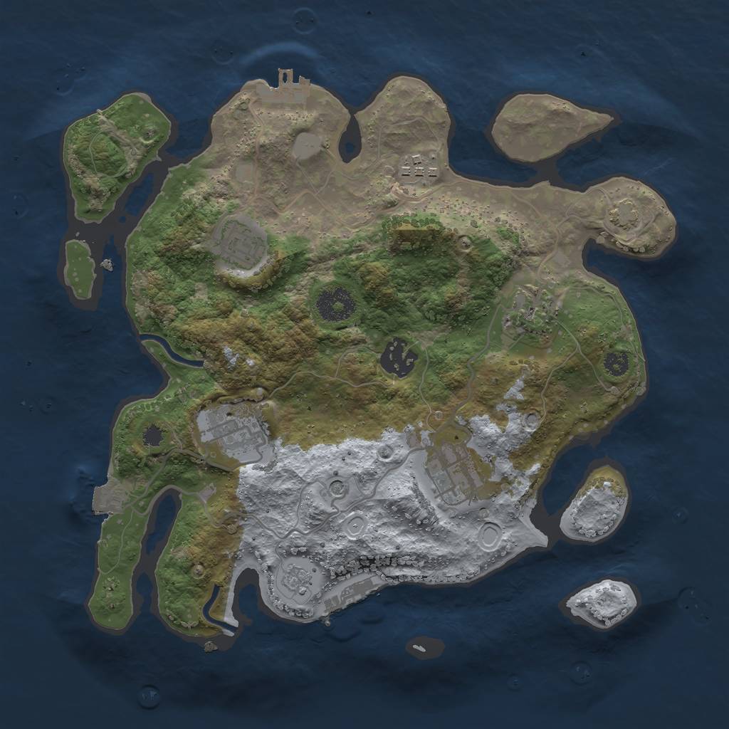 Rust Map: Procedural Map, Size: 3000, Seed: 1129389573, 14 Monuments