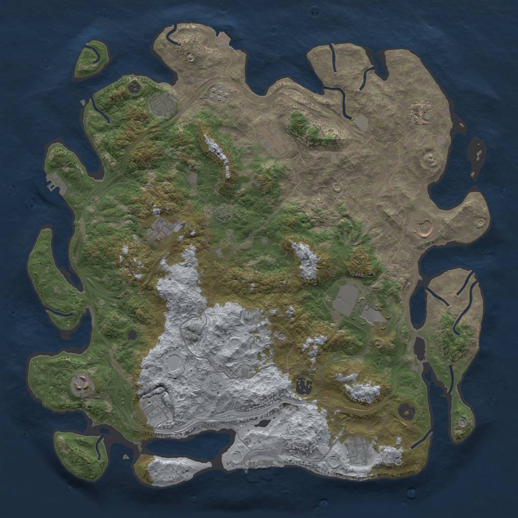 Rust Map: Procedural Map, Size: 4550, Seed: 102887098, 19 Monuments