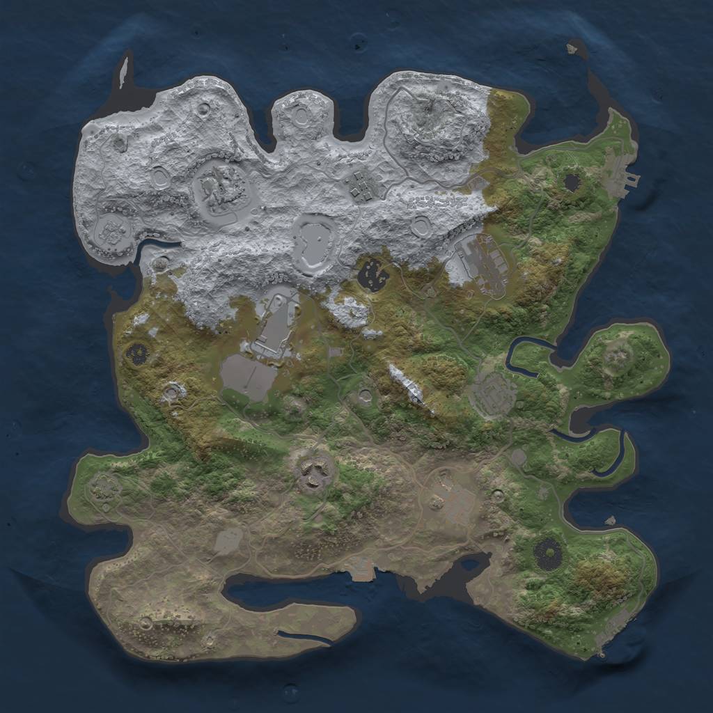 Rust Map: Procedural Map, Size: 3500, Seed: 71101227, 16 Monuments