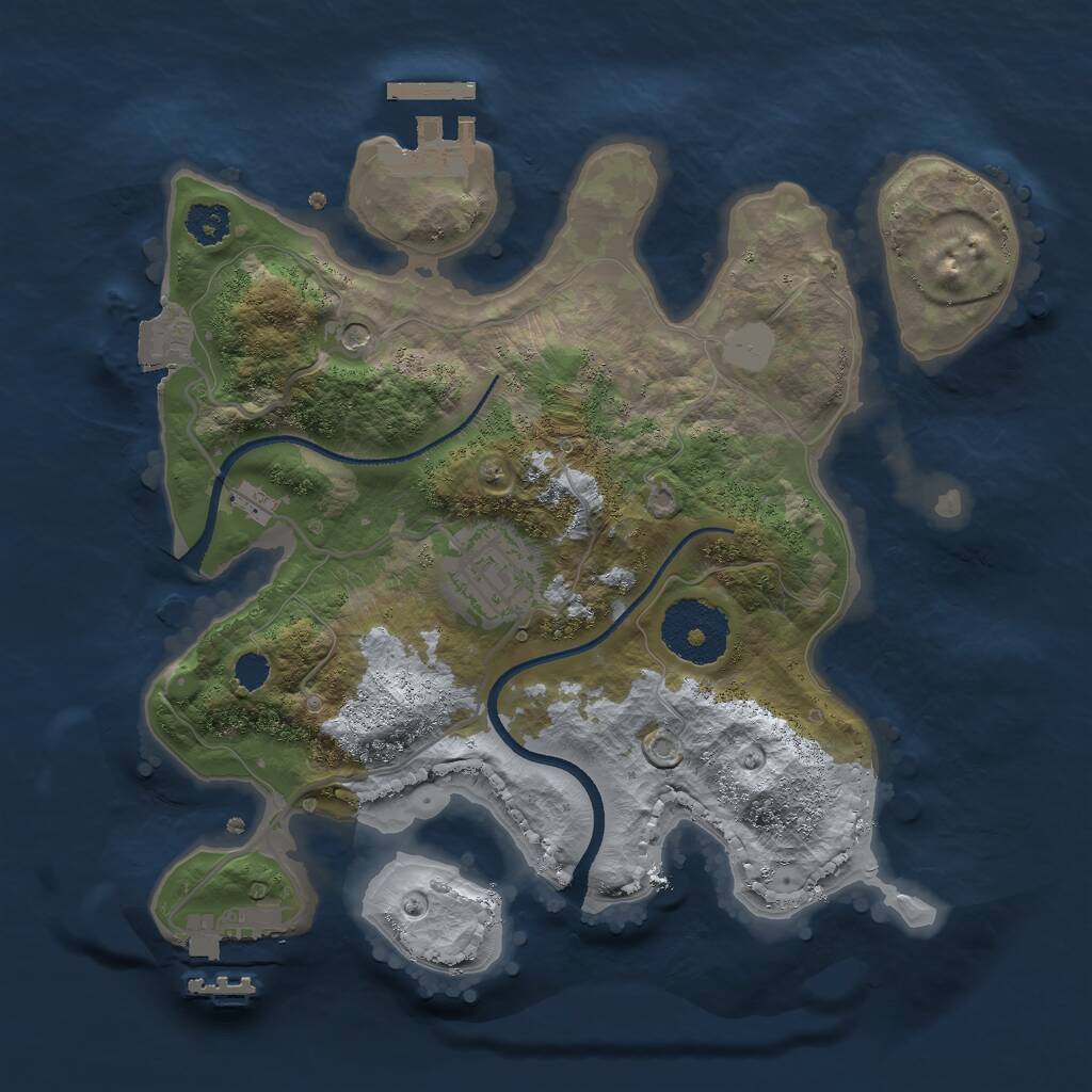 Rust Map: Procedural Map, Size: 2500, Seed: 954532, 5 Monuments