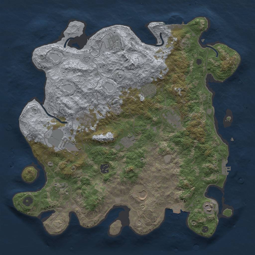 Rust Map: Procedural Map, Size: 3950, Seed: 27585820, 19 Monuments